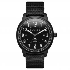 Fawler Scout | Montre militaire noire à bracelet NATO