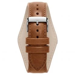 Seizmont Iphios | Montre chronographe blanche et brune en acier inoxydable avec bracelet manchette en cuir -LuxeMontre Boutique 3 3ipsos