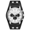 Seizmont Iphios | Montre chronographe noire et blanche en acier inoxydable avec bracelet manchette en cuir -LuxeMontre Boutique 4 1ipsos