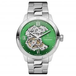 Seizmont Dante II | Montre squelette argentée à cadran vert