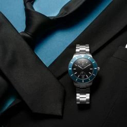 Fawler Makalu | Montre de plongée en titane brossé avec lunette bleue -LuxeMontre Boutique jwm makalu collection lasse olsen 26040 1x1 10