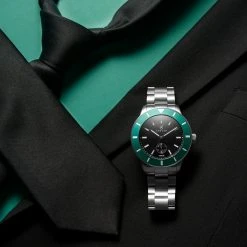 Fawler Makalu | Montre de plongée en titane brossé avec lunette verte -LuxeMontre Boutique jwm makalu collection lasse olsen 26041 1x1 11