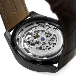 Seizmont Montre squelette automatique Stiles Motus -LuxeMontre Boutique stiles motus black silver brown 4